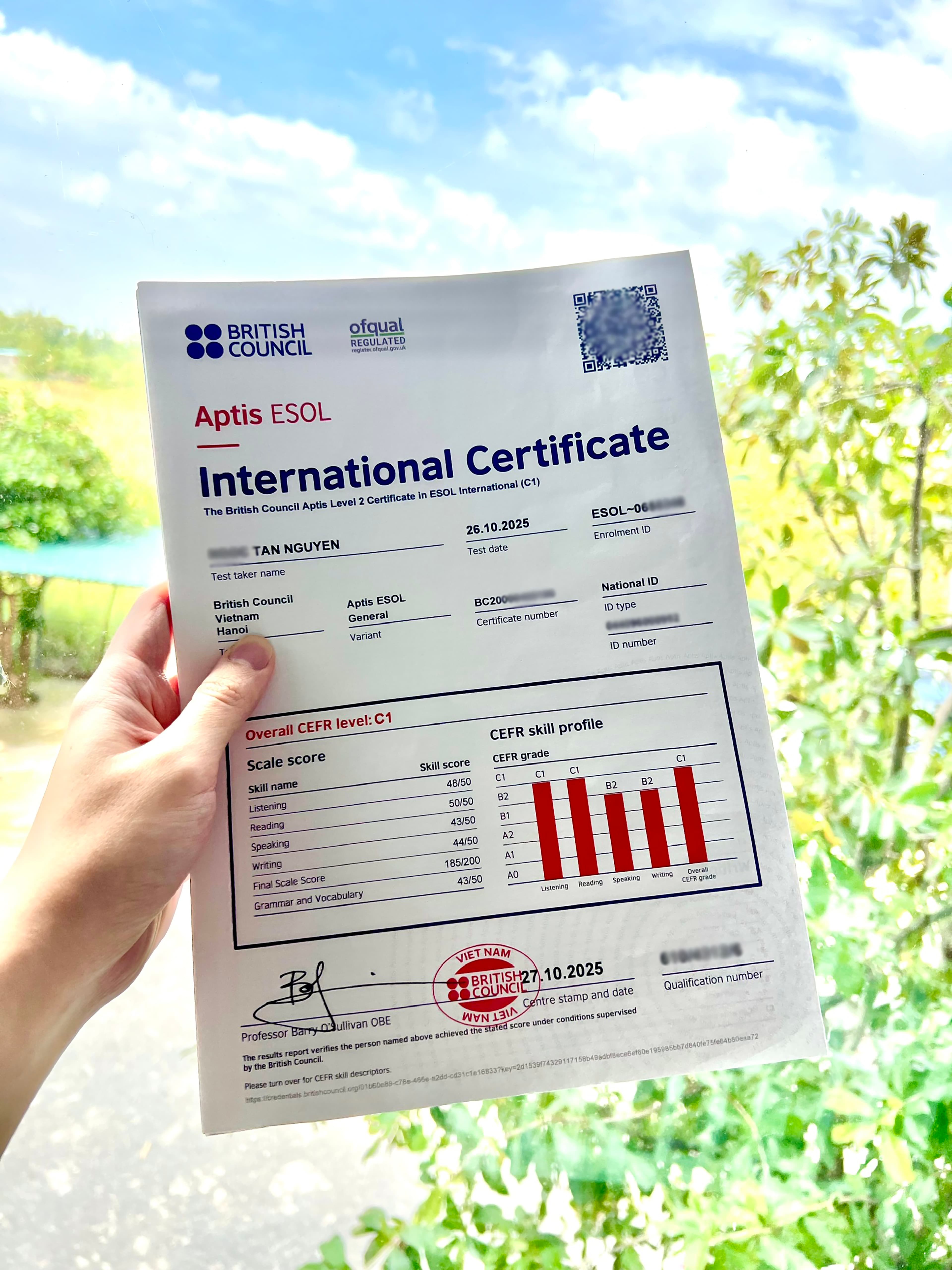 Aptis ESOL certificate